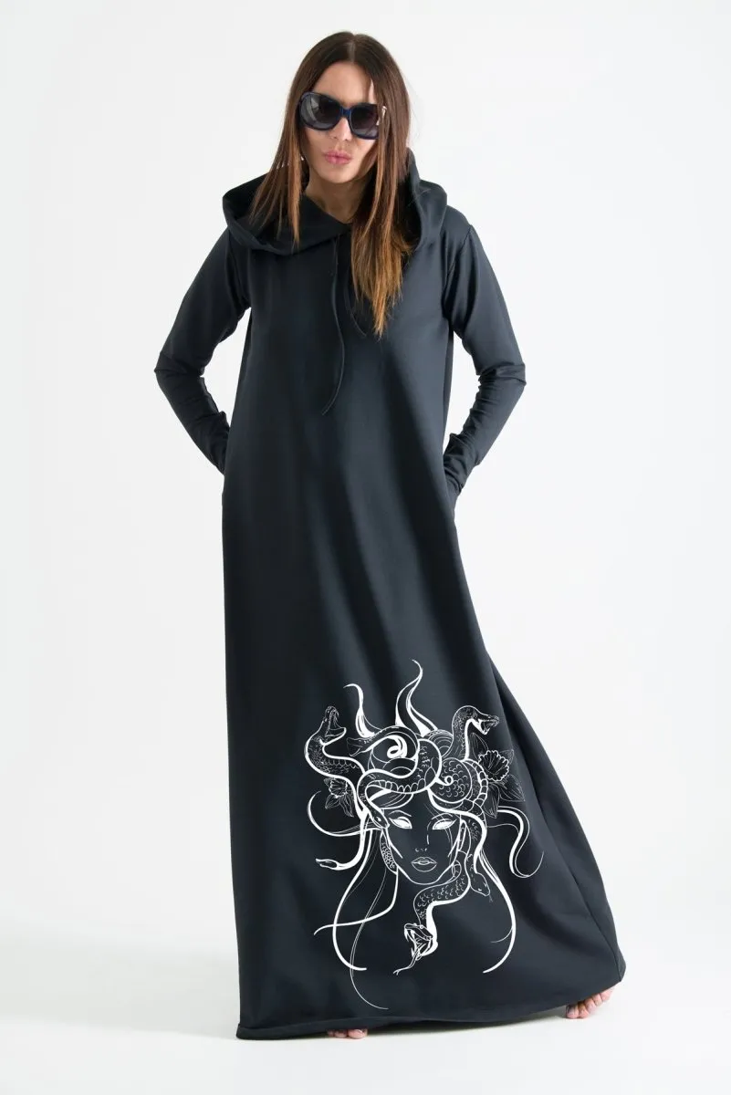 Hooded Octopus Printed Dress TINA