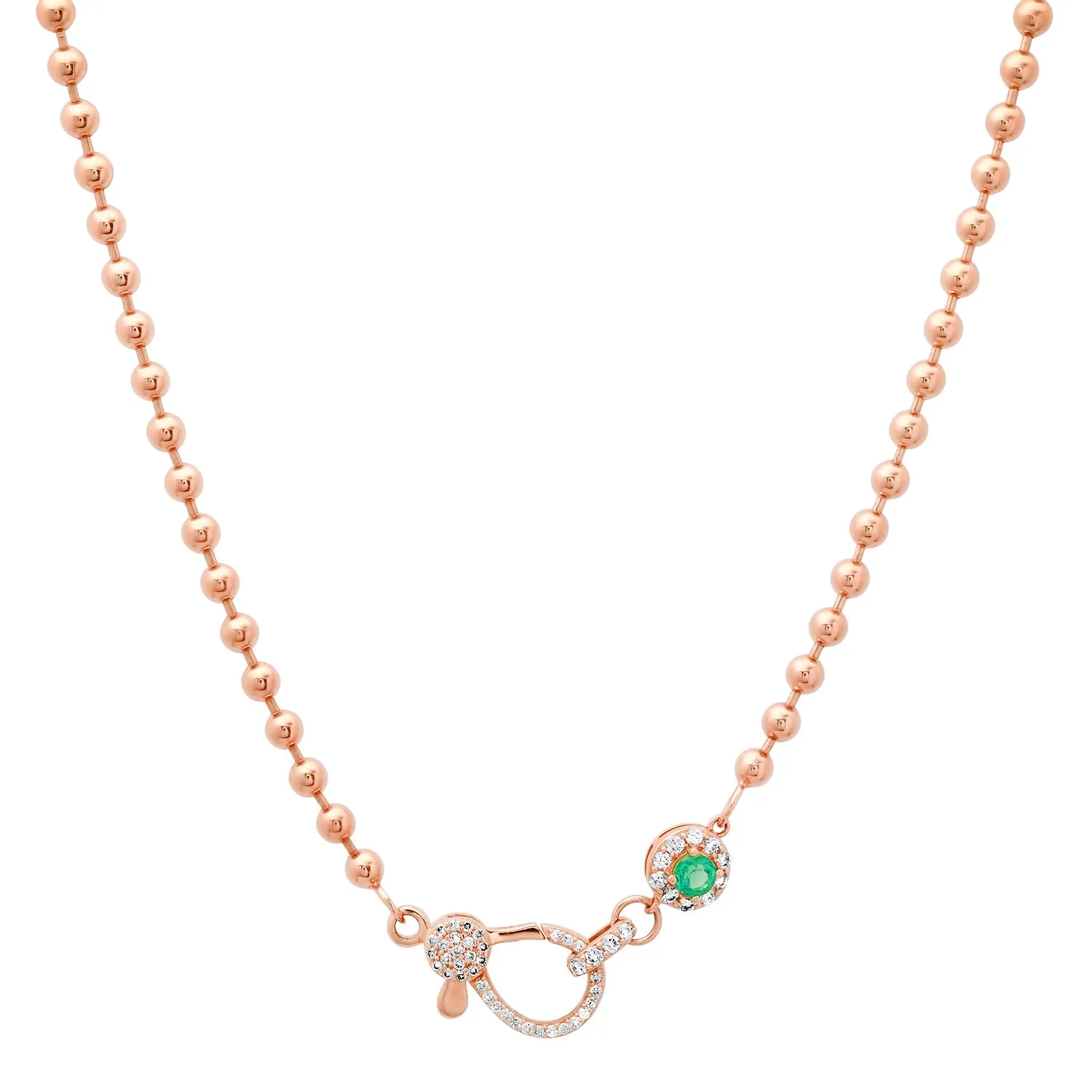 Hooked On You Emerald & Diamond Ball Chain Necklace