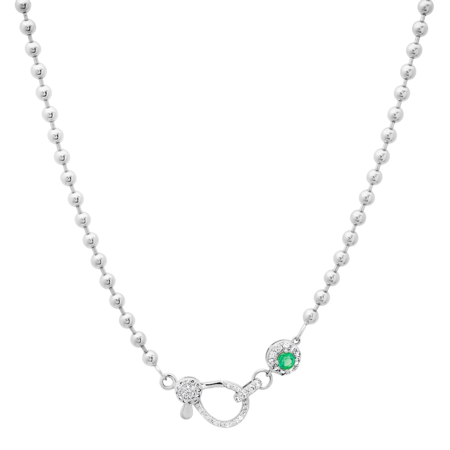 Hooked On You Emerald & Diamond Ball Chain Necklace