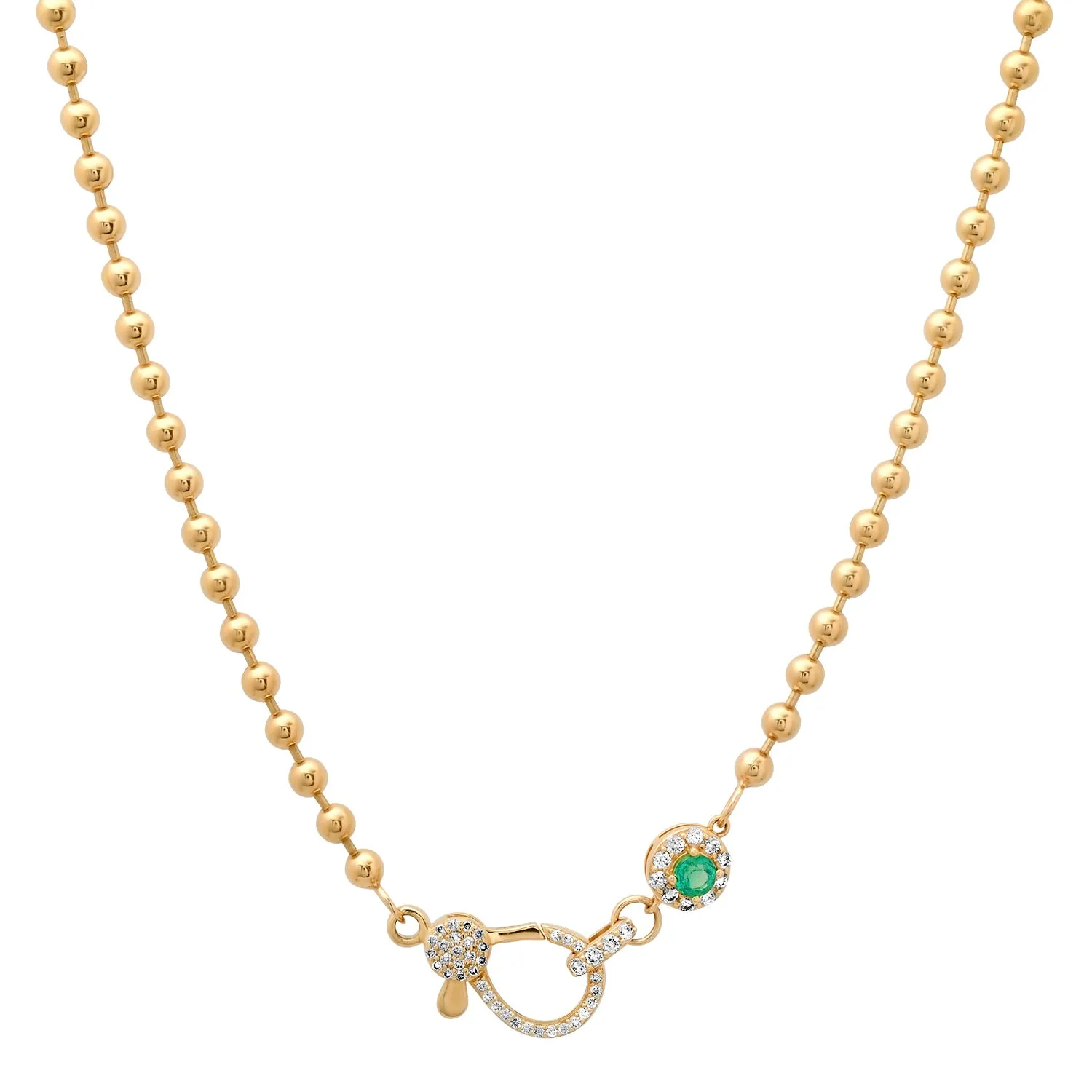 Hooked On You Emerald & Diamond Ball Chain Necklace