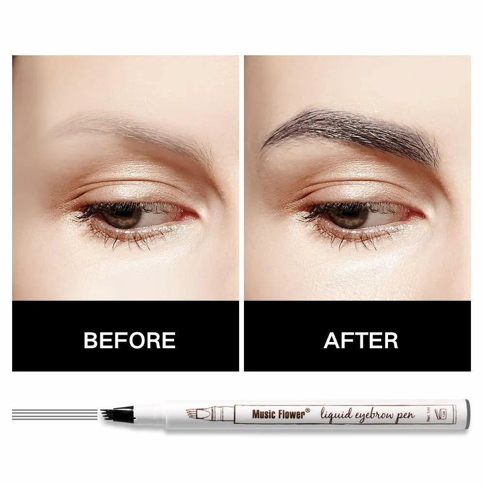 Instant Eyebrow Pen With 4 Tips Waterproof Long-lasting Brow Gel Tinted Pen For Eyes Makeup