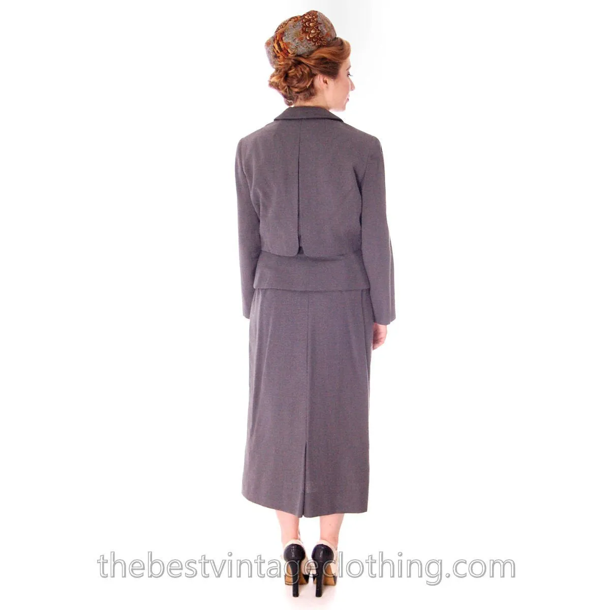 Jablow Suit Vintage 1950s Gray Womens Day Suit Damaged Costume 40-27-41