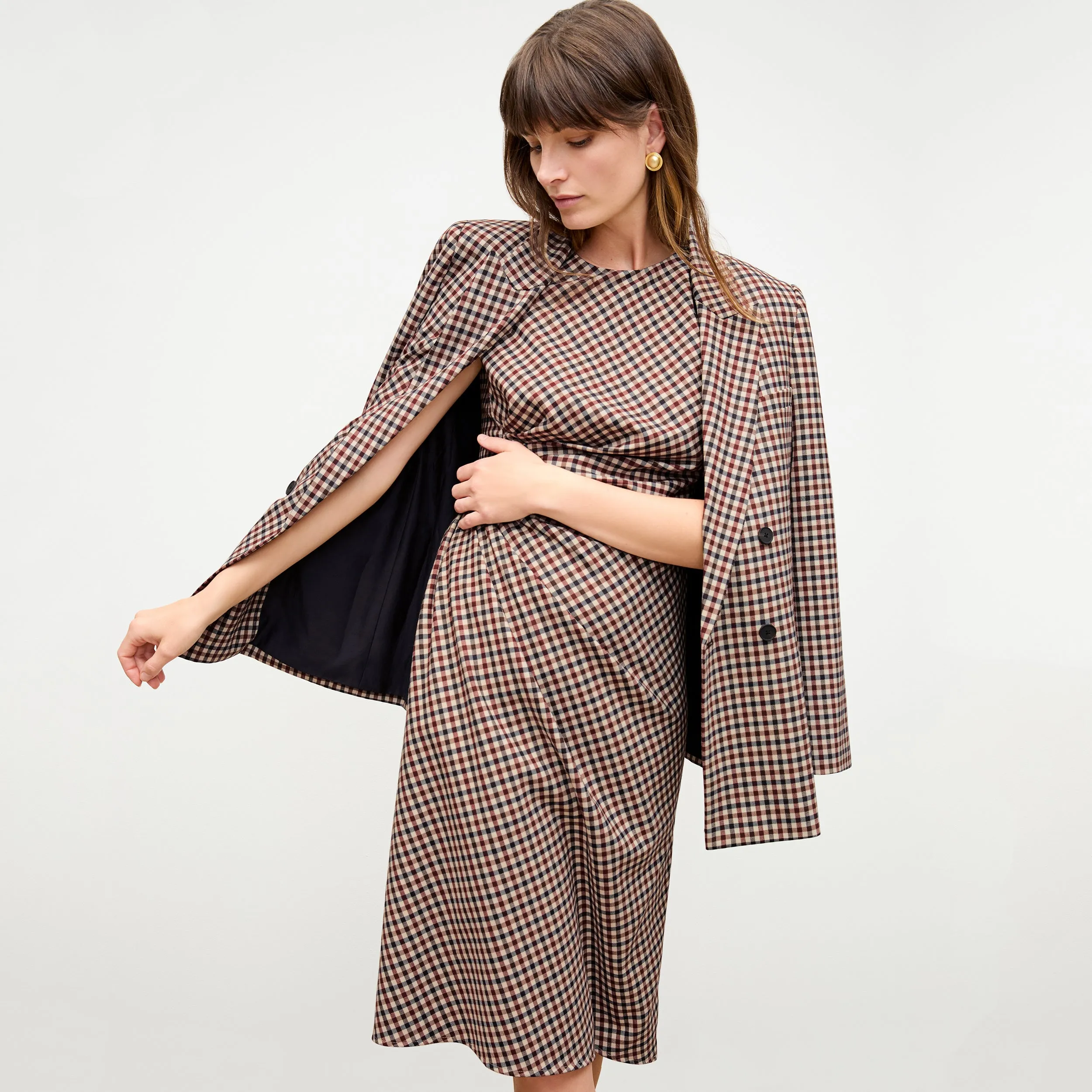 Jeannine Dress - Windowpane Sharkskin :: Windowpane Multi