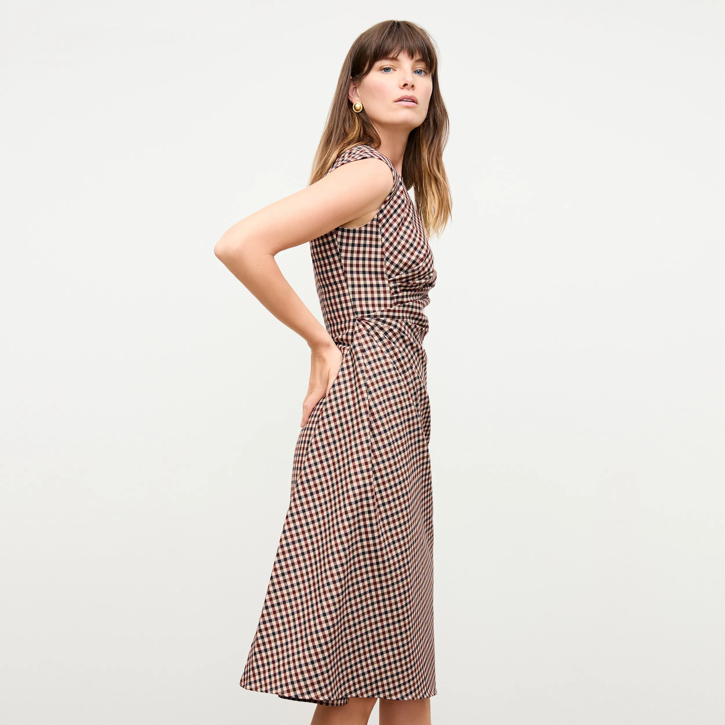 Jeannine Dress - Windowpane Sharkskin :: Windowpane Multi