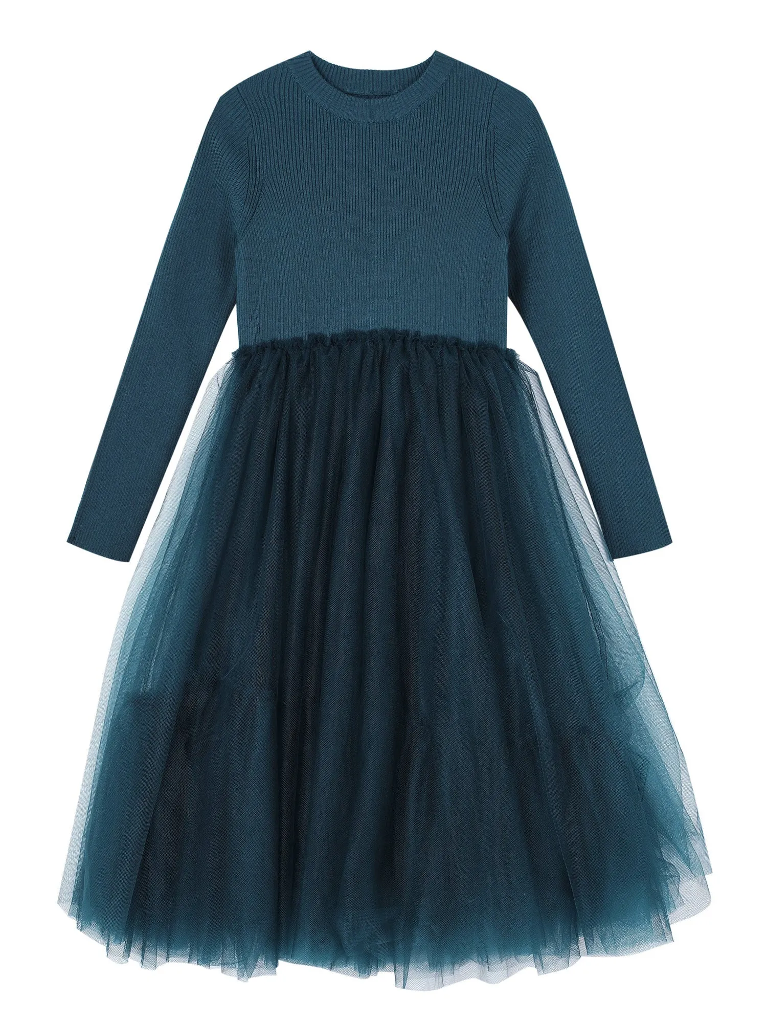 JNBY Girl's Ribbed Sweater and Tulle Dress