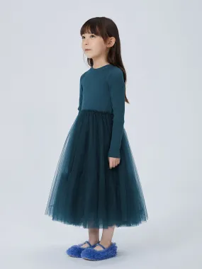 JNBY Girl's Ribbed Sweater and Tulle Dress