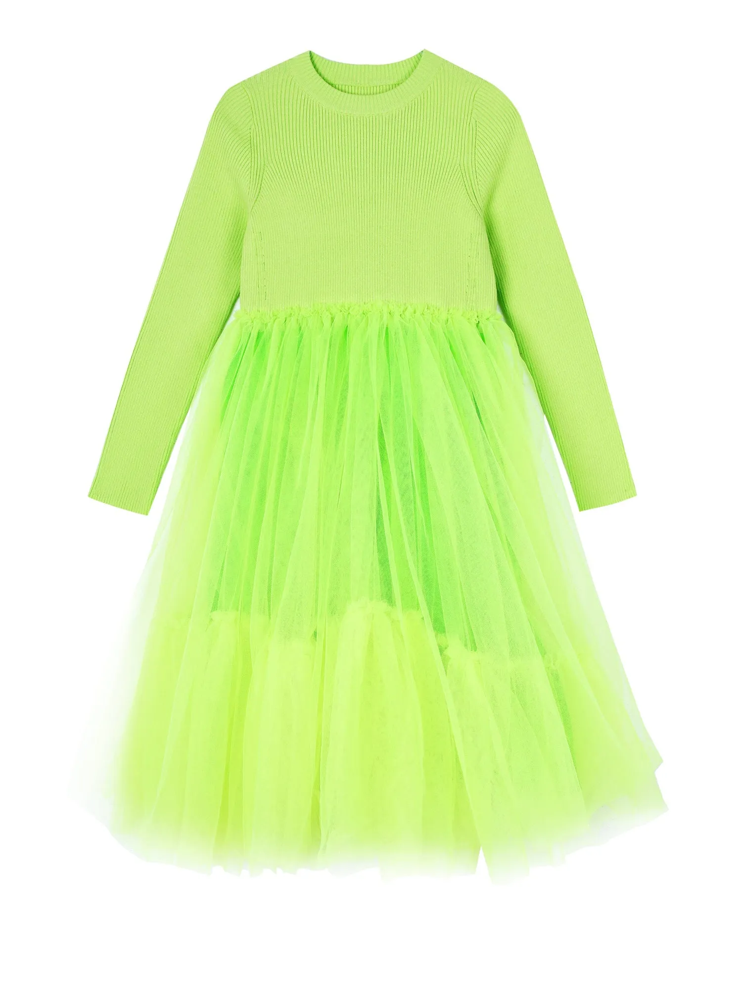 JNBY Girl's Ribbed Sweater and Tulle Dress