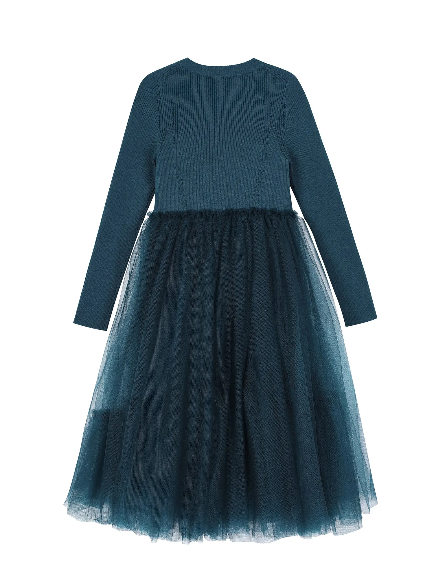 JNBY Girl's Ribbed Sweater and Tulle Dress