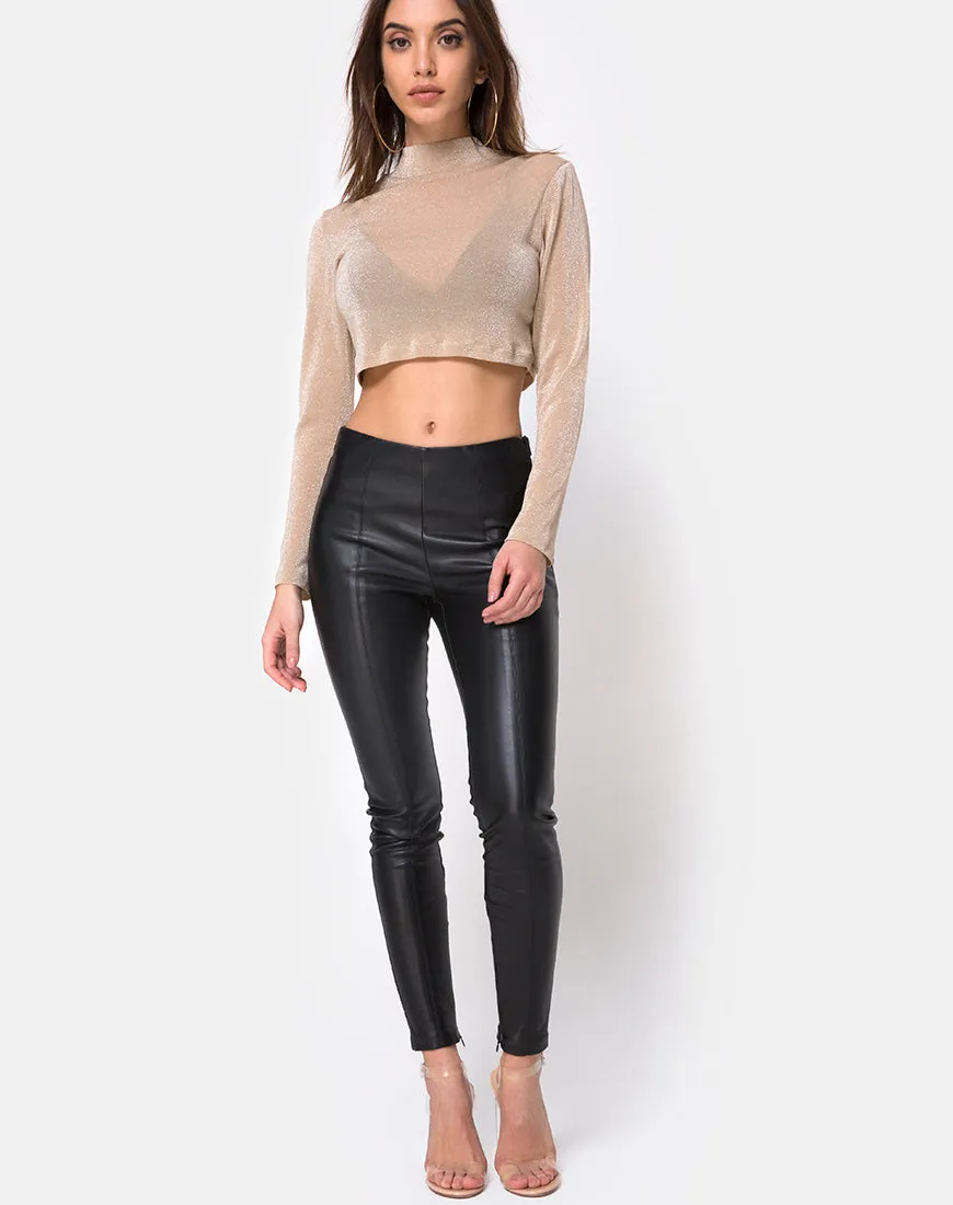 Lara Crop Top in Net Tan