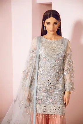 Latest Pakistani Fancy Party Dress in Sky Blue Color #J4343