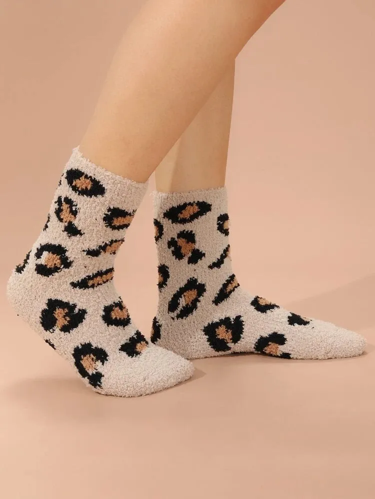 Leopard Fuzzy Socks