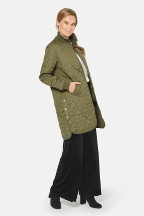 LONG QUILT COAT ARMY