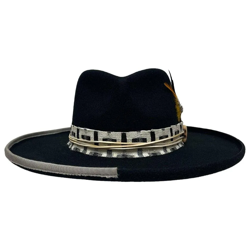 Lounge | Mens Black Pencil Rim Felt Hat