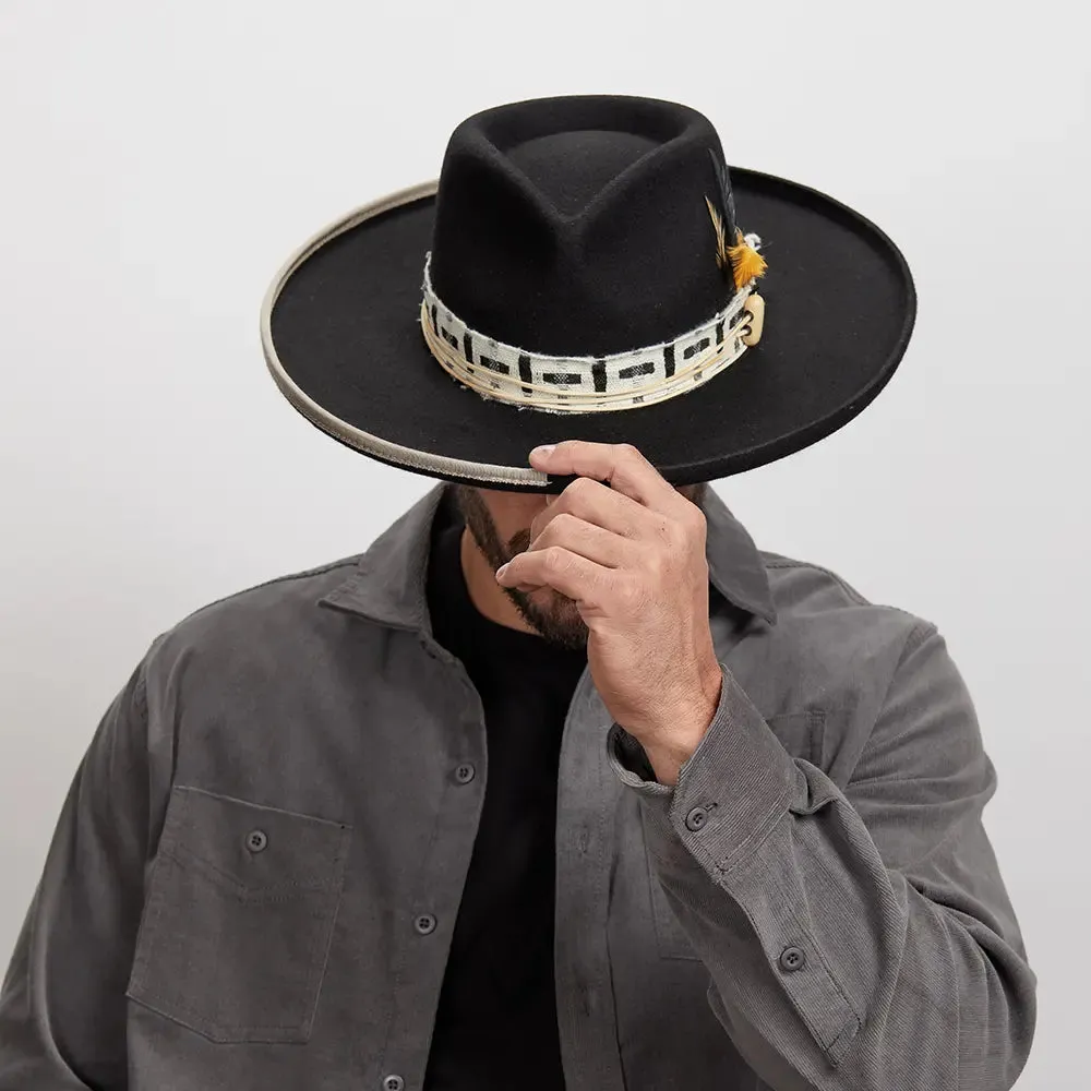 Lounge | Mens Black Pencil Rim Felt Hat