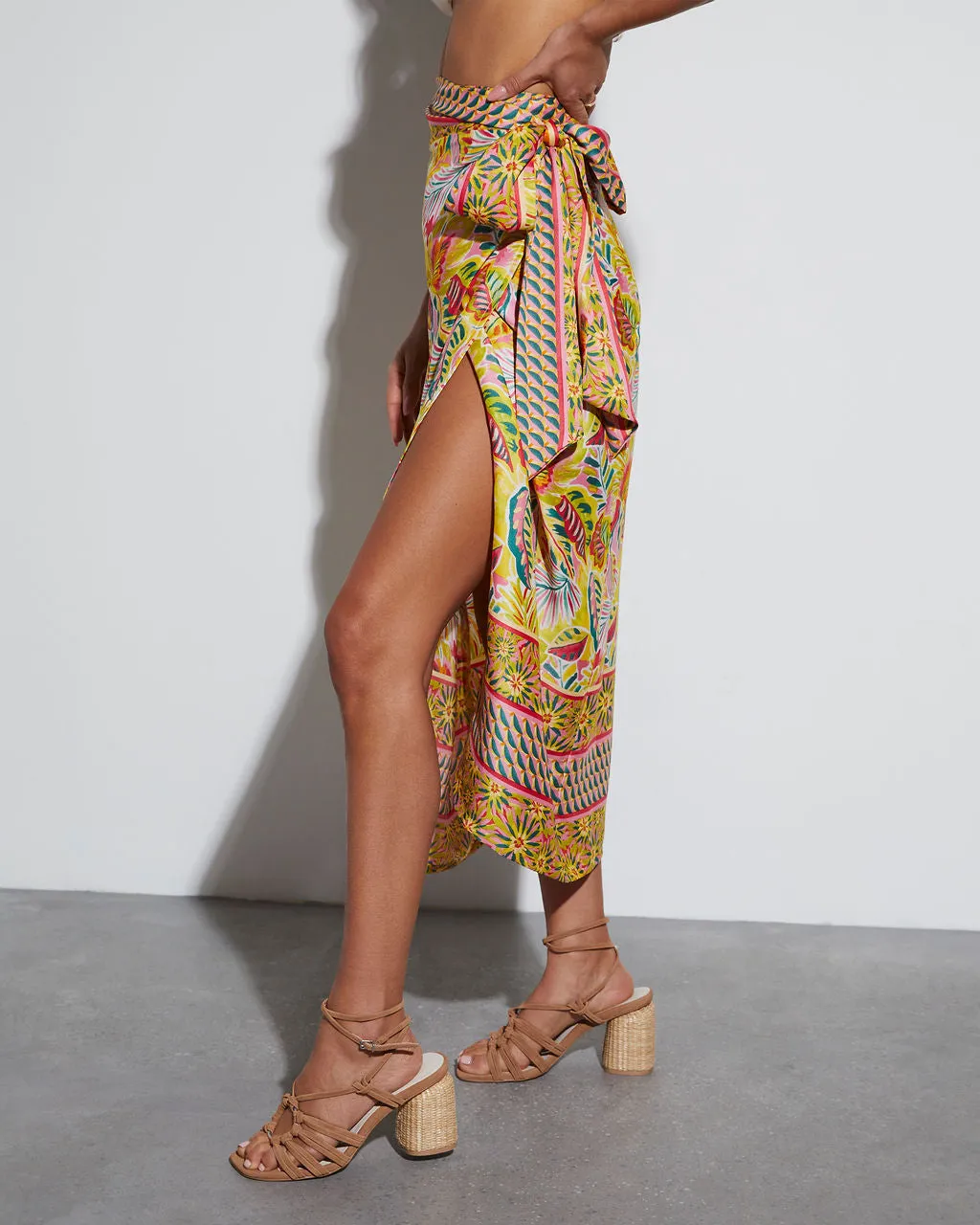 Lucia Printed Wrap Midi Skirt