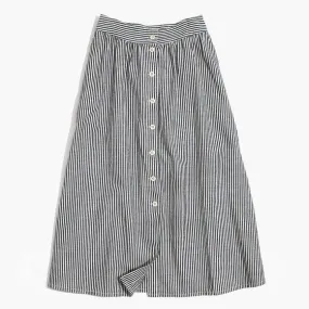 Madewell Palisade Button-Front Midi Skirt in Chambray Stripe