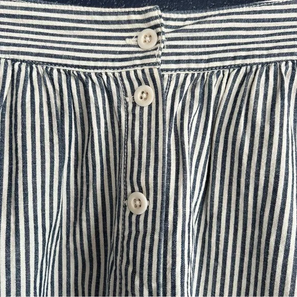 Madewell Palisade Button-Front Midi Skirt in Chambray Stripe