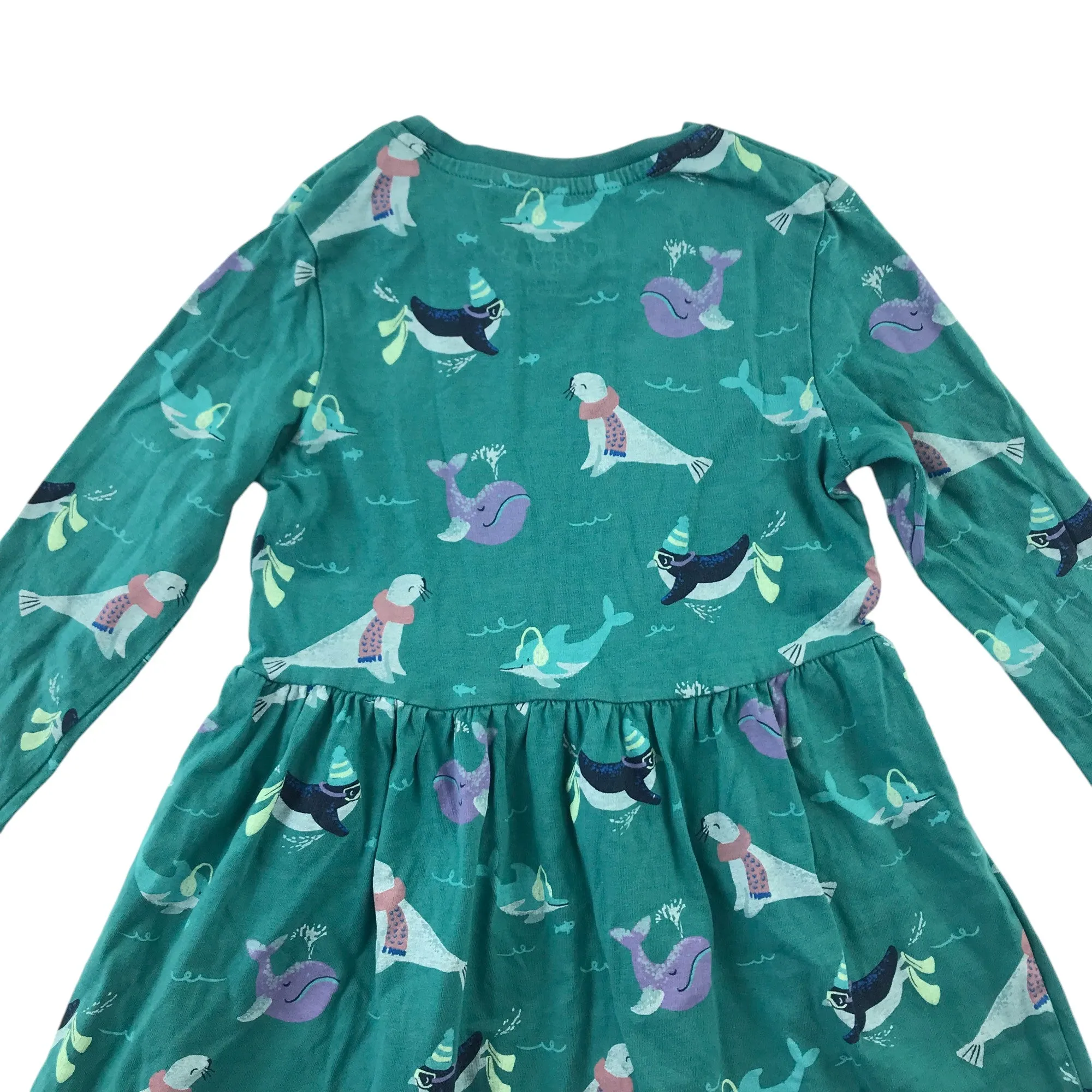 M&S Dress 5-6 years Turquoise Teal Marine Animals Cotton T-shirt