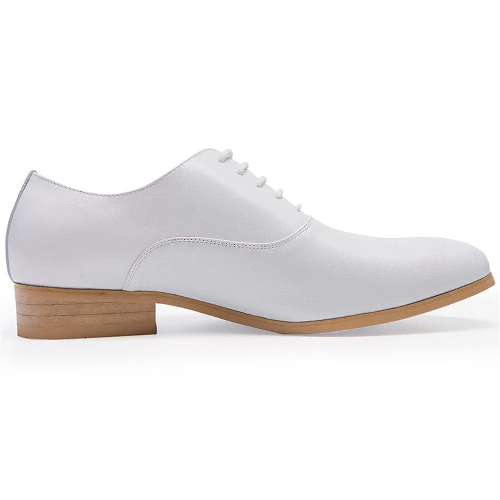 Men Solid White Genuine Leather Formal Shoes