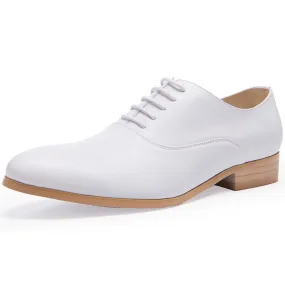 Men Solid White Genuine Leather Formal Shoes