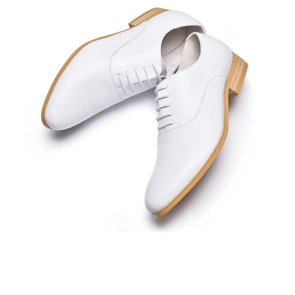 Men Solid White Genuine Leather Formal Shoes