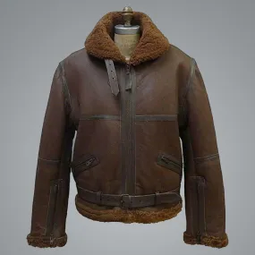 Mens B3 Aviator RAF Shearling Flight Bomber Jacket