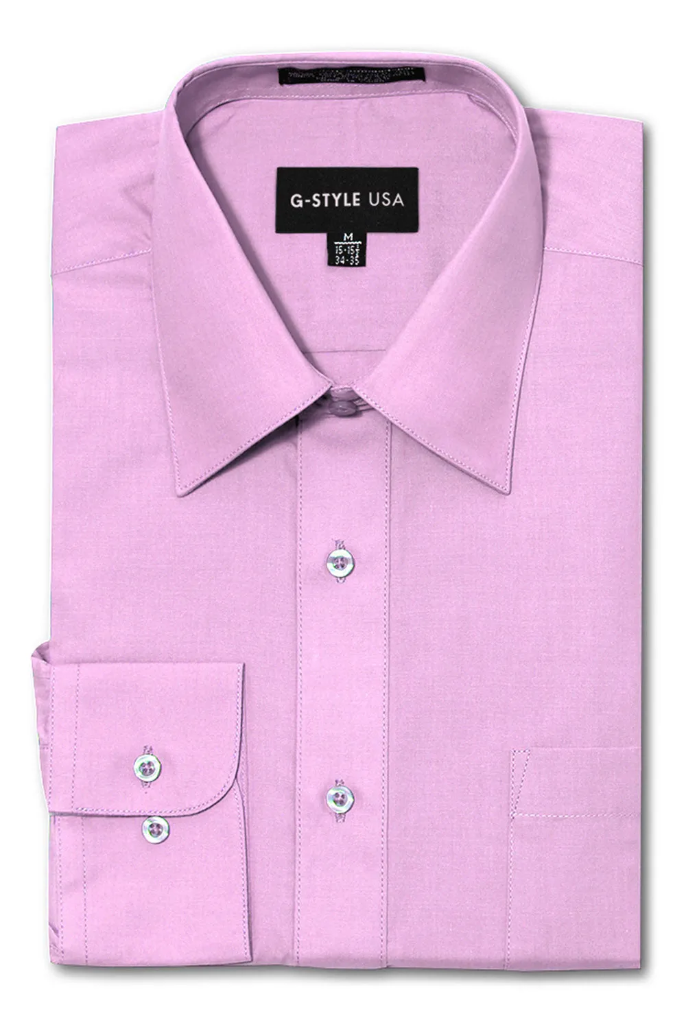 Men's Basic Solid Color Button Up Dress Shirt (Lilac)