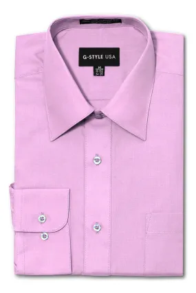 Men's Basic Solid Color Button Up Dress Shirt (Lilac)