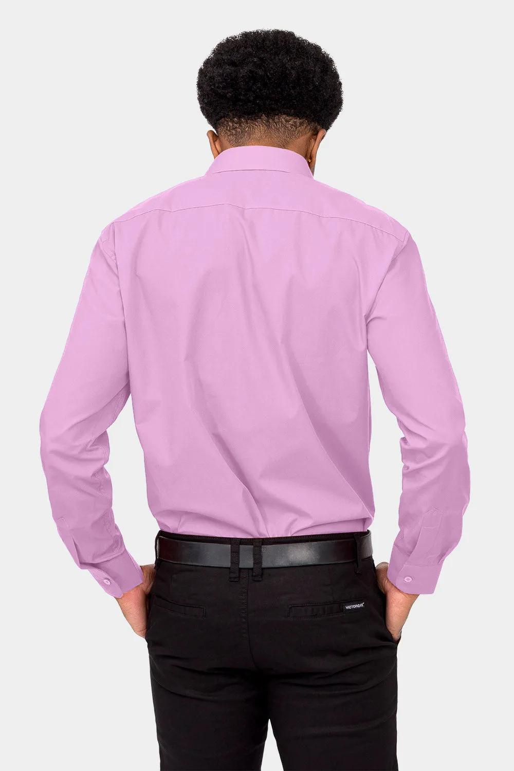 Men's Basic Solid Color Button Up Dress Shirt (Lilac)