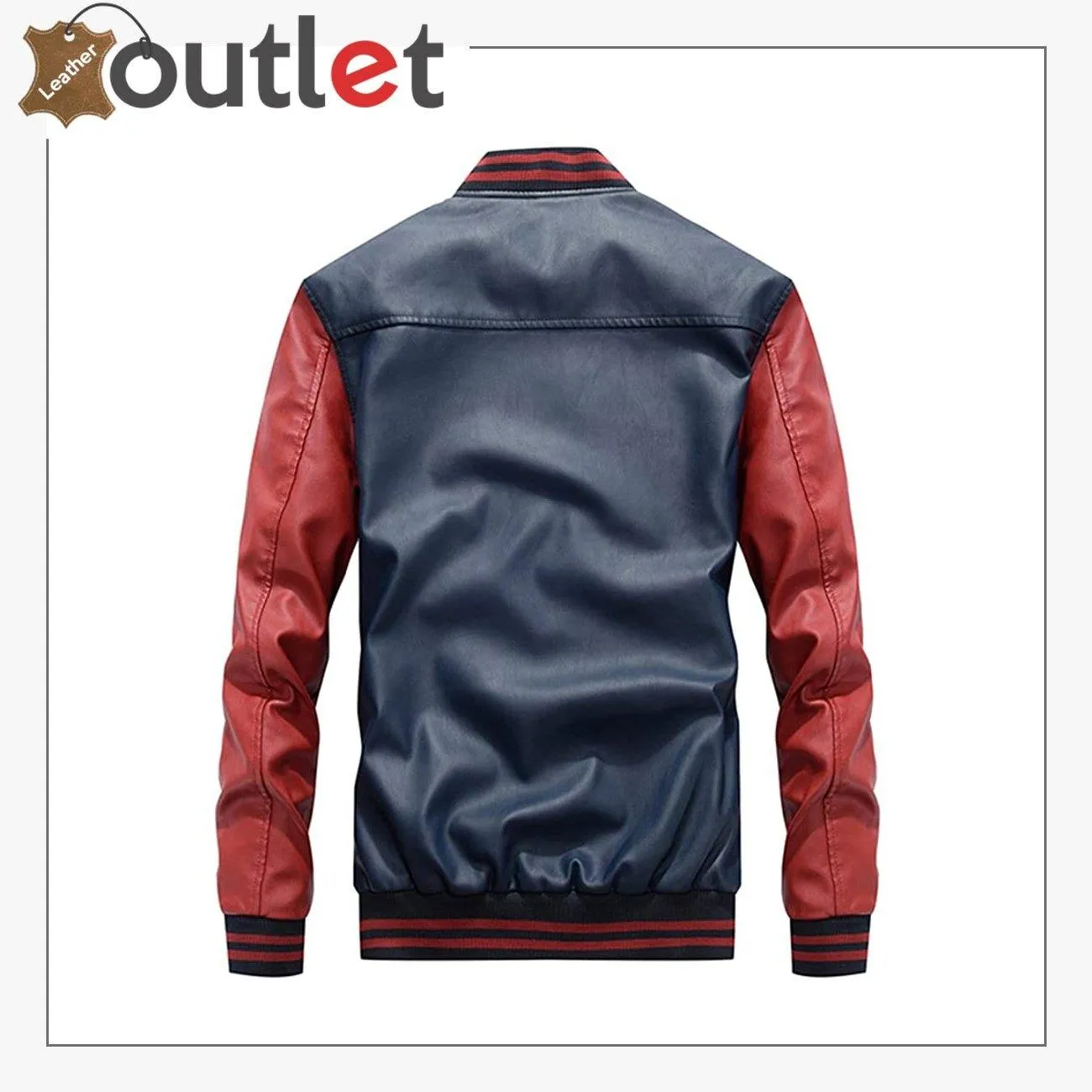 Mens Fashion Leather Jacket Casual Baseball Stand Collar Slim Fit Coat