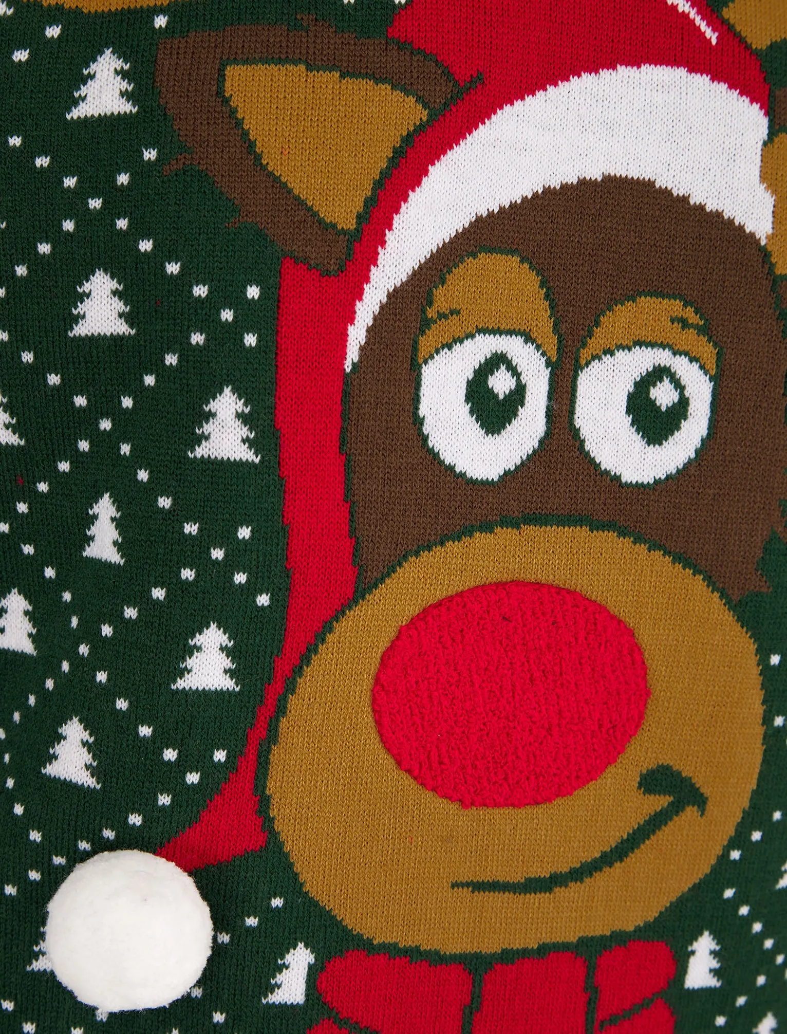 Men's Santa Hat Motif Novelty Christmas Jumper in Holly Green - Merry Christmas