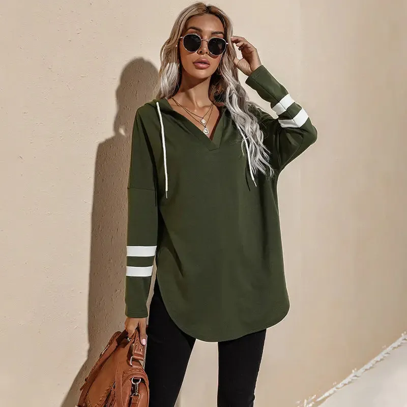 Mid-length Thin Loose Hooded Sweatshirt