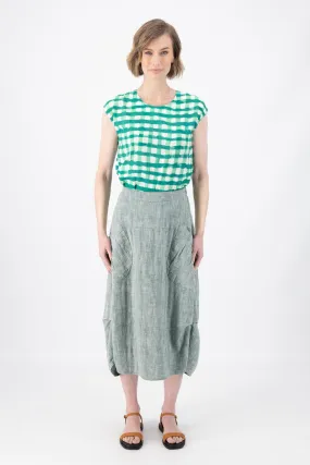 Milwaukee Panorama Skirt Green in Herringbone Linen