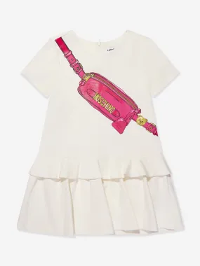 Moschino Girls Bag Print Jersey Dress in Ivory