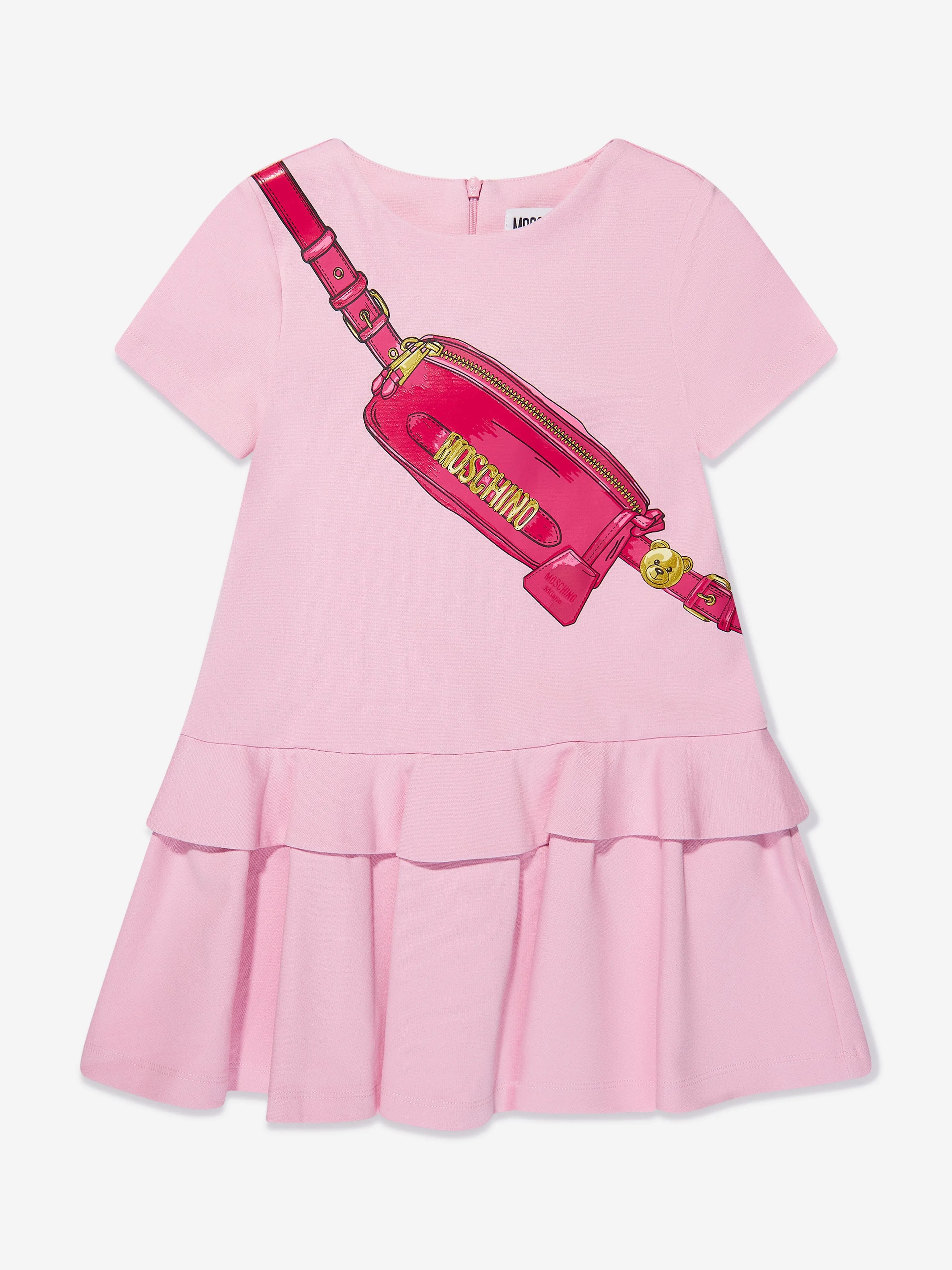 Moschino Girls Bag Print Jersey Dress in Pink