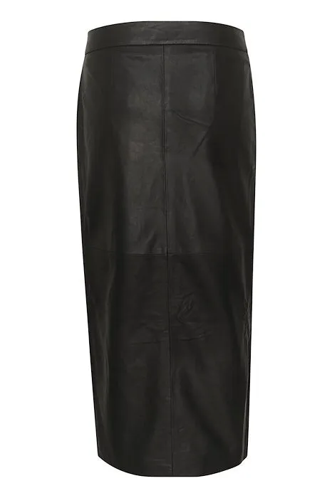 My Essential Wardrobe Gitta Leather Wrap Skirt in Black