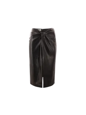 Nappa Leather Midi Pencil Skirt