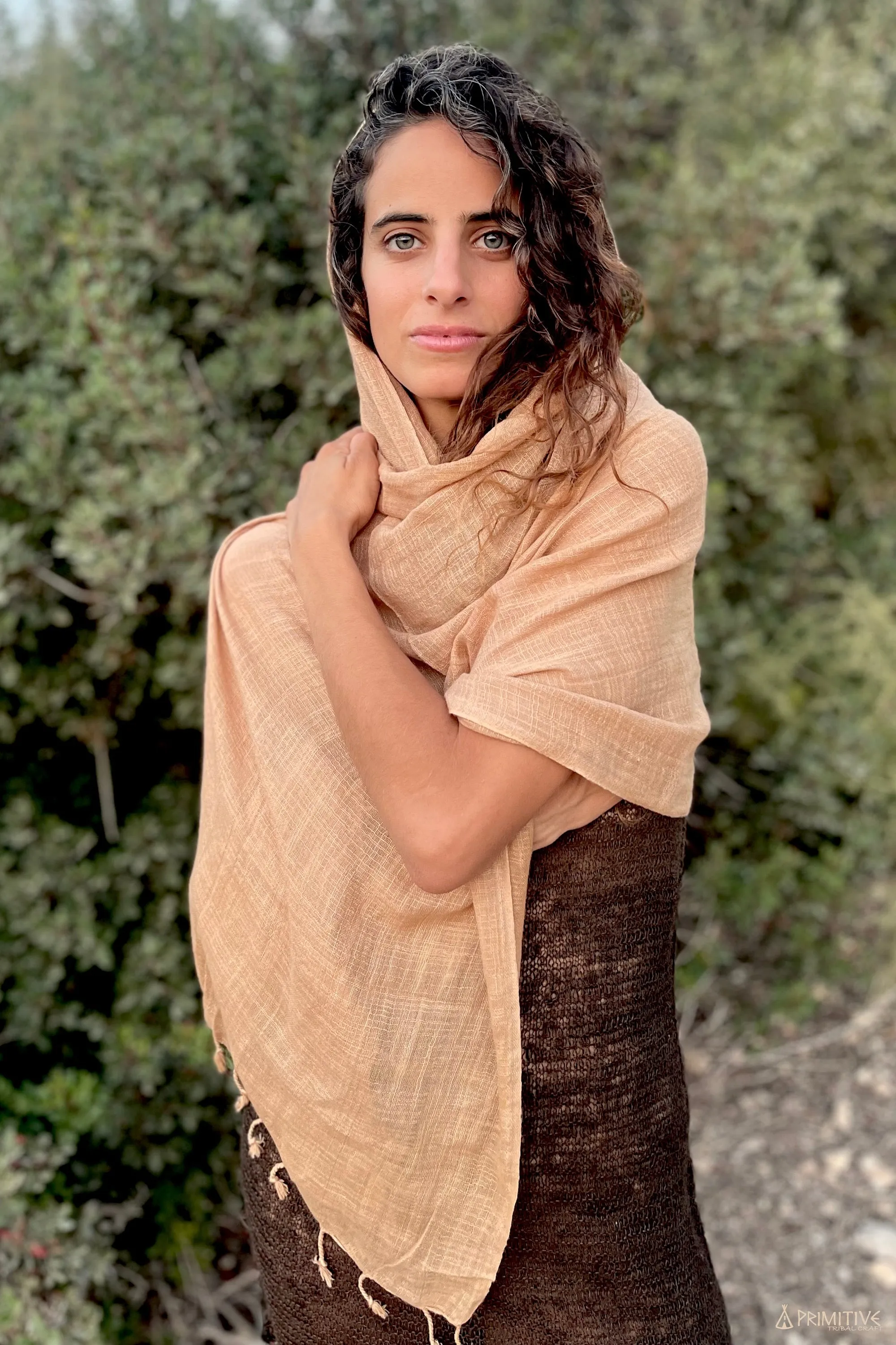 Natural Cotton Scarf ⋙⋘ Natural Cream or Natural Dye Brown