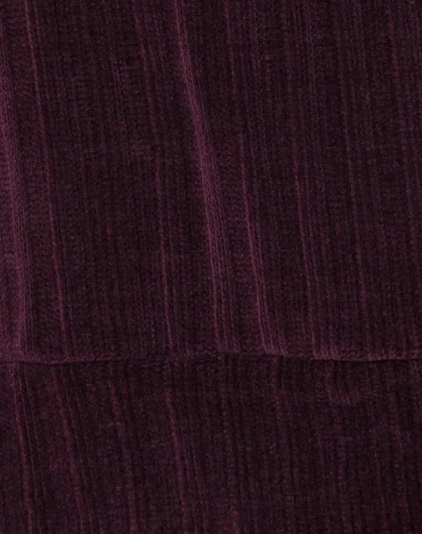 Neve Oversize Jumper Dress in Chenille Plum