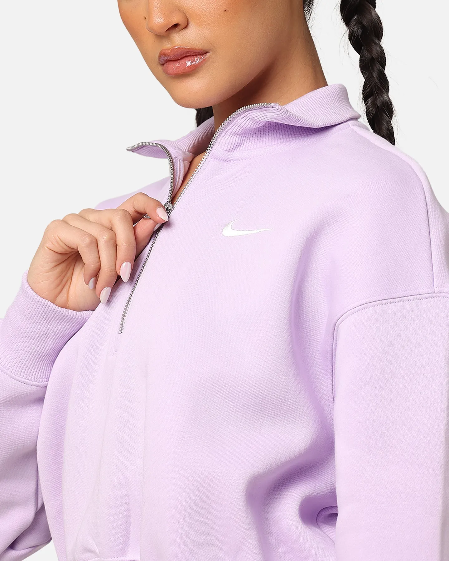 Nike Women's Sportswear Pheonix Fleece Cropped Half Zip Sweatshirt Violet Mist/Sail