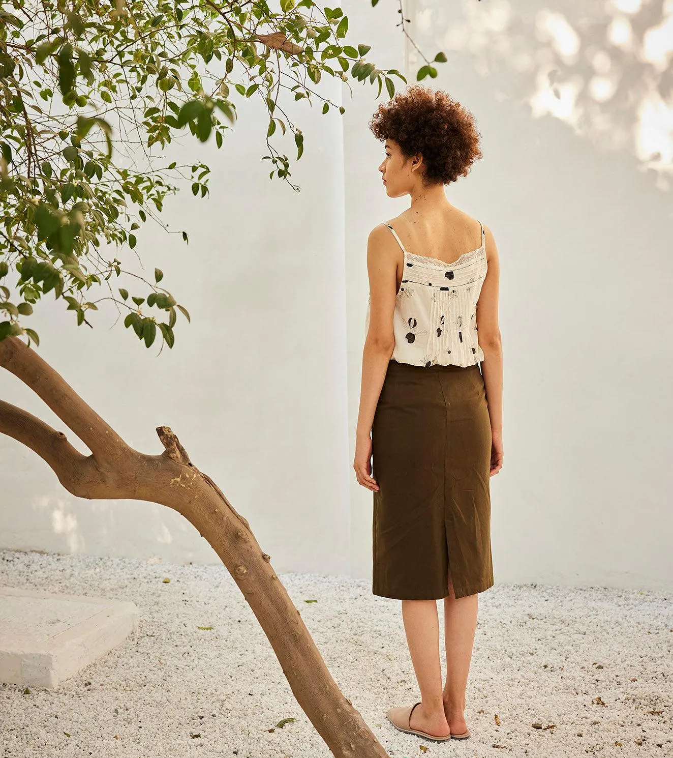 Olive pencil skirt