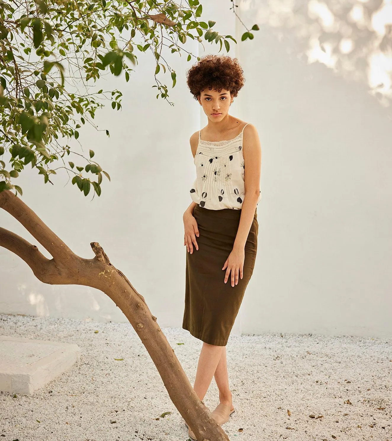 Olive pencil skirt