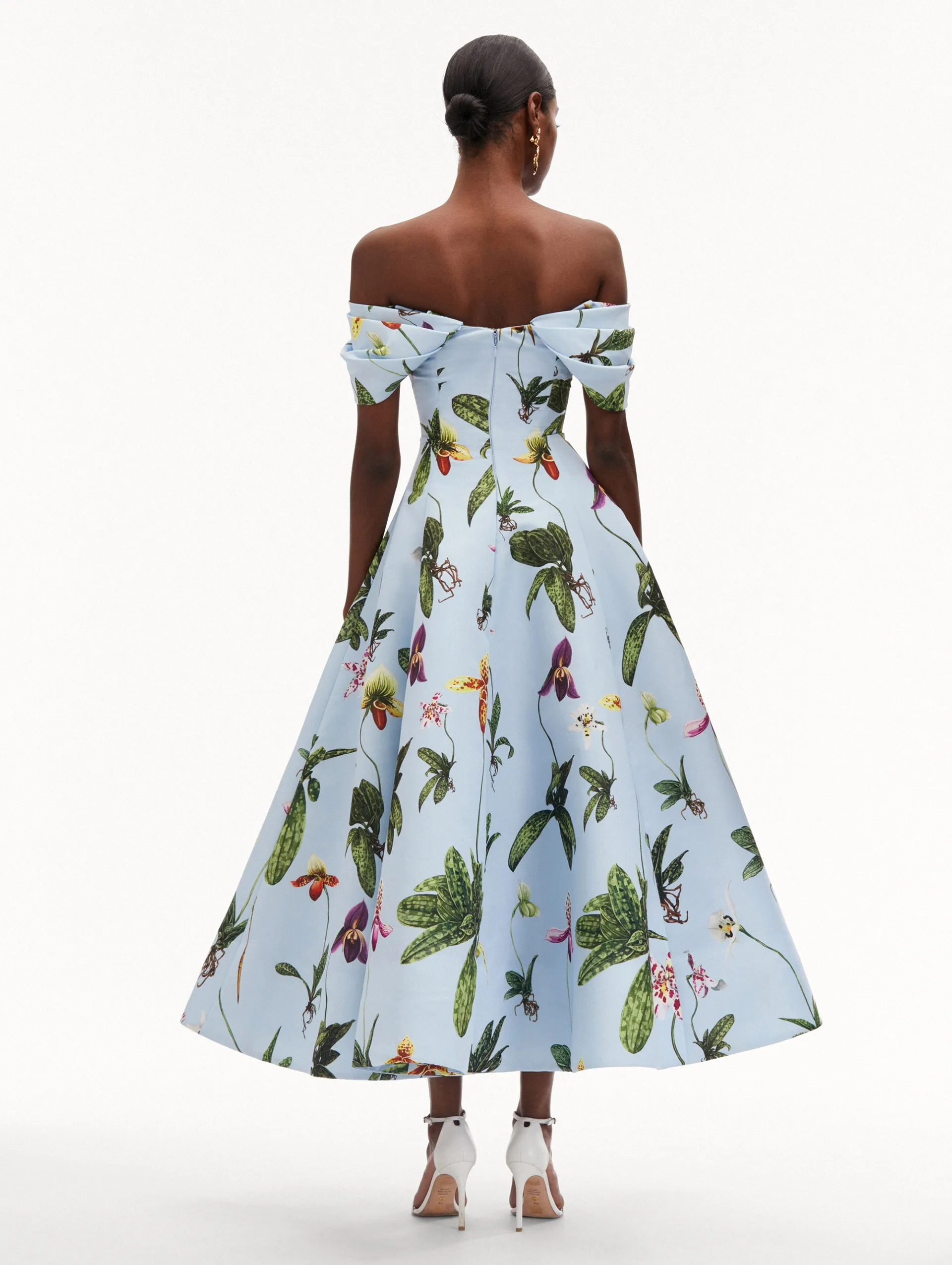 Orchid Off Shoulder Faille Gown