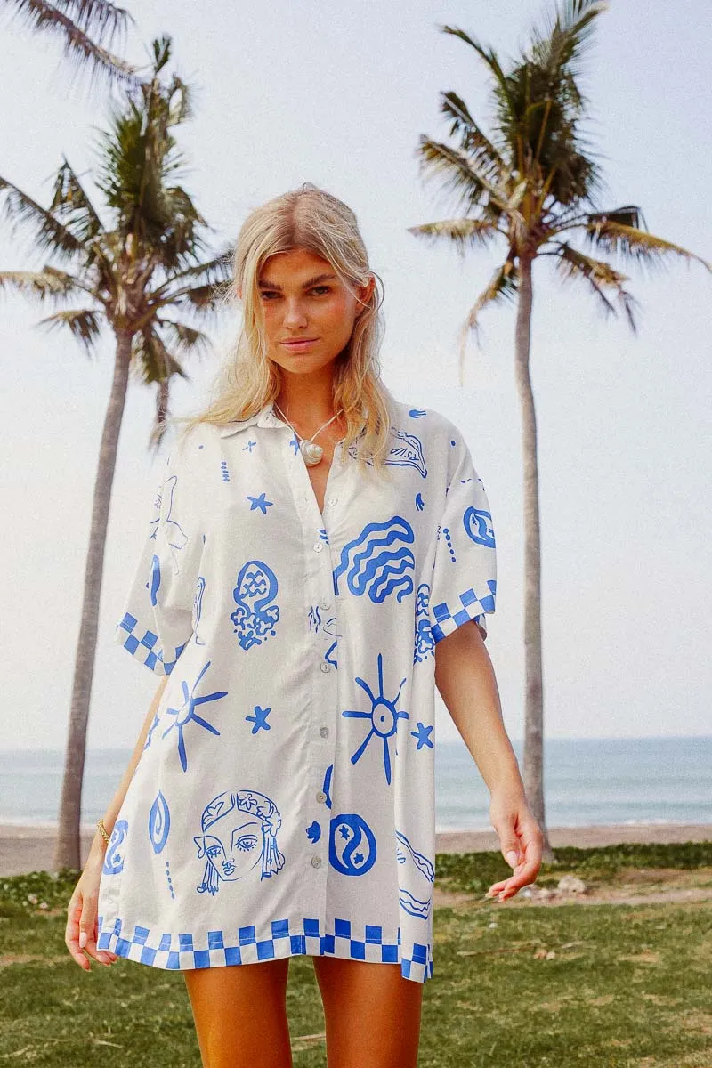 PALM COLLECTIVE BLUE BAE SHIRT DRESS