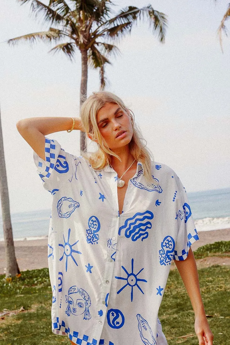 PALM COLLECTIVE BLUE BAE SHIRT DRESS