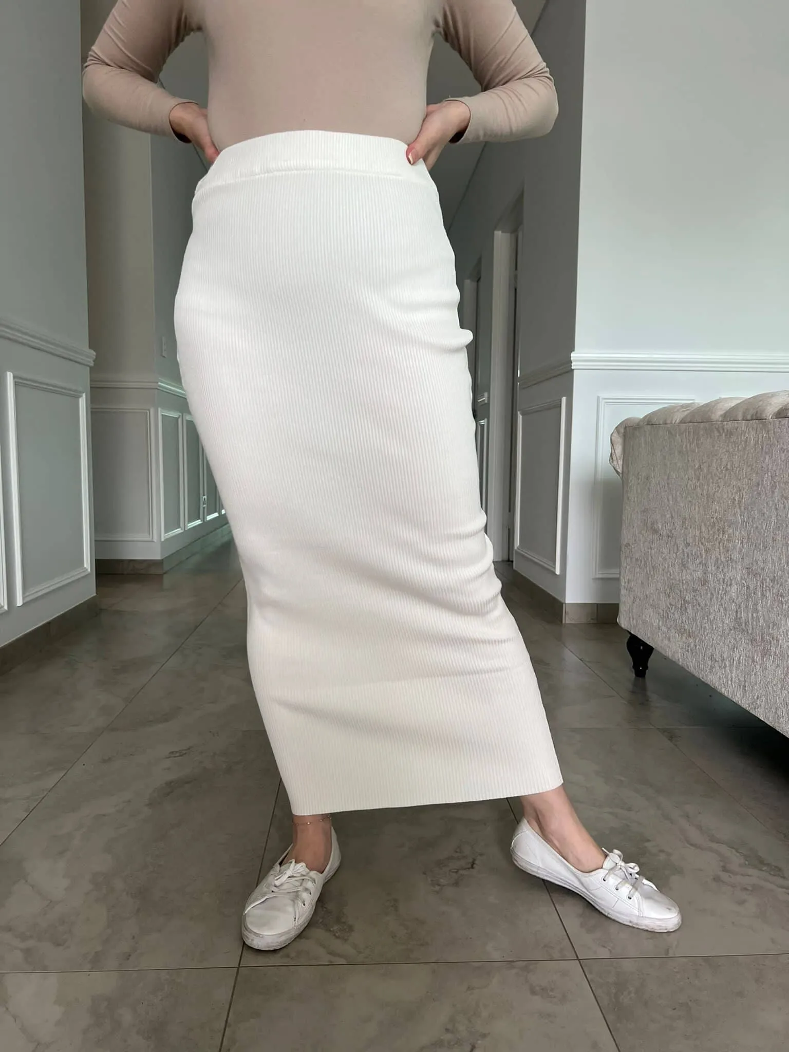 Pencil Ribbed Skirt