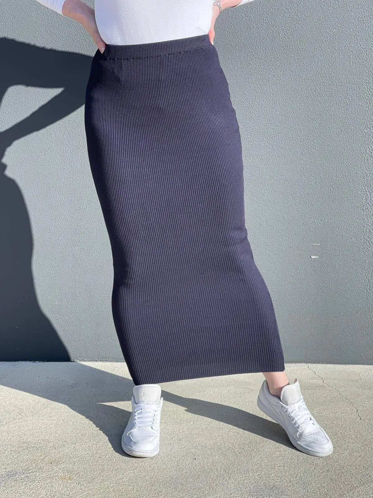 Pencil Ribbed Skirt