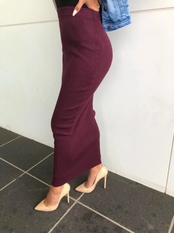 Pencil Ribbed Skirt