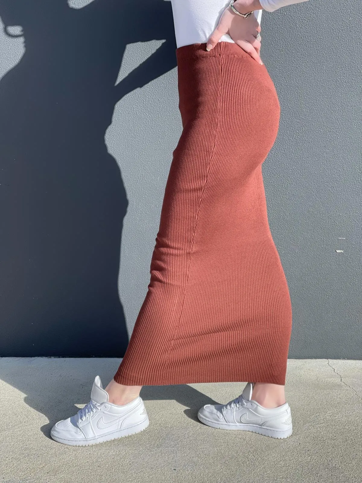 Pencil Ribbed Skirt