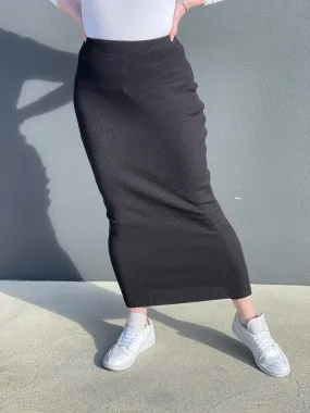 Pencil Ribbed Skirt